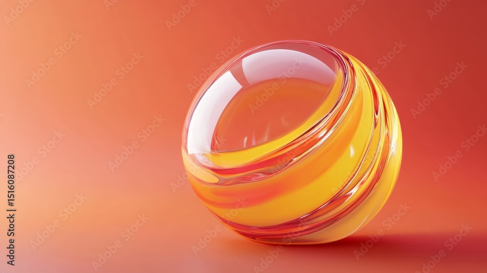 Poster modern orange sphere object on vibrant red gradient background for design product photography abstra