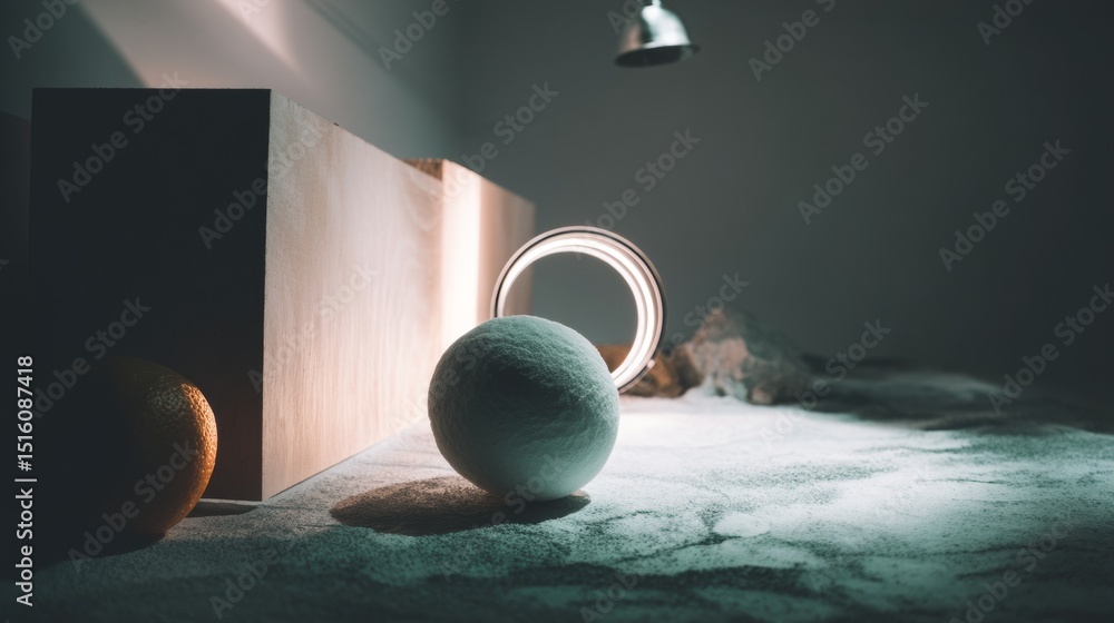 Poster 3d abstract geometric shapes in shadowy light for modern minimal visuals product design digital conc