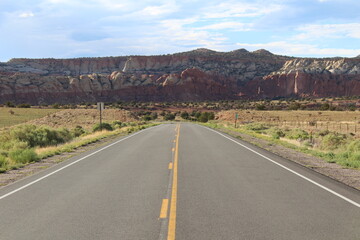 Road to desert mountains