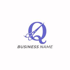 design logo creative letter Q and scissors icon