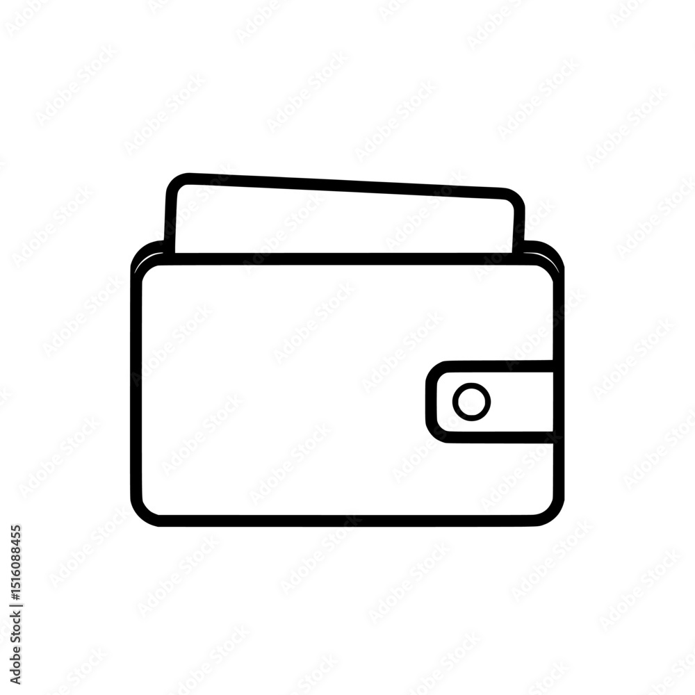 Poster the icon of a wallet, depicted in minimalist black and white lines, features a clean design set agai