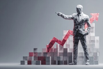 Business growth concept with geometric figure. A stylized figure representing success and progress in finance.