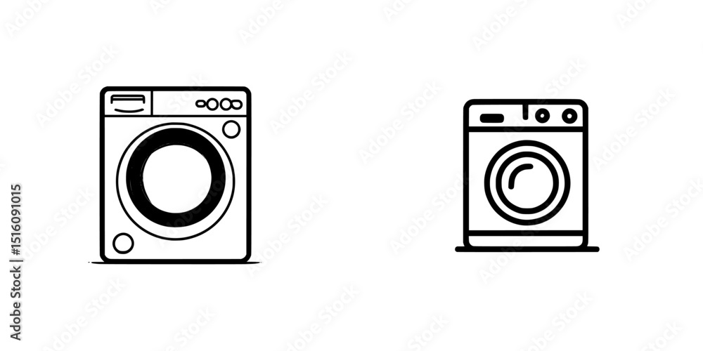 Poster a washing machine is depicted with a circular door and minimalist lines, making it versatile for num