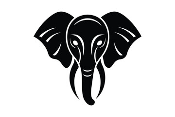 Stylized Elephant Head Silhouette Perfect for Wildlife and Tribal Art