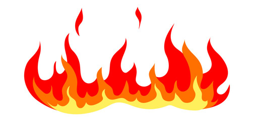 Illustration of stylized fire or flame. Burning red fire or bonfire.