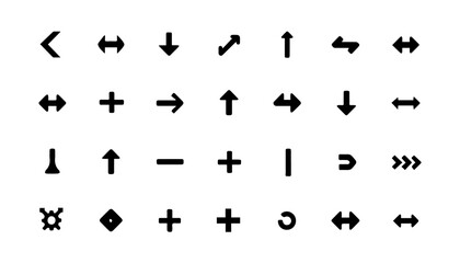 Different dimension arrows engineering symbol icon set collection