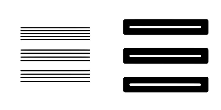 A basic visual representation consisting of three horizontal lines often utilized as a menu symbol in digital interfaces