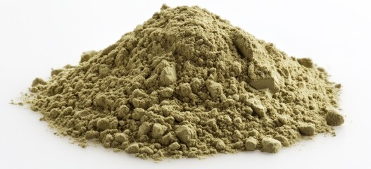 Pile of light olive-green powder.  Small, granular particles.  Uniform texture