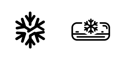 This symbol represents climate control, incorporating both heating and cooling elements, presented in a simple black and white design with an editable stroke
