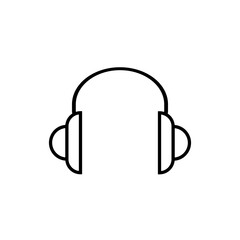 Minimalist Headphone Line Icon on White Background