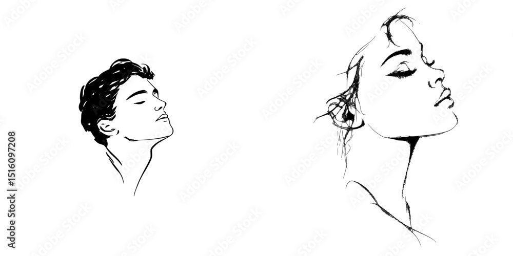 Poster a human head is depicted in a minimalist style, characterized by simple lines and smooth features