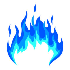 Illustration of stylized fire or flame. Burning blue magic fire or bonfire.