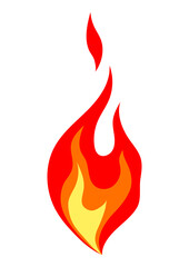 Illustration of stylized fire or flame. Burning red fire or bonfire.