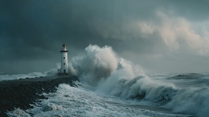 Stormy Sea with Lighthouse and Waves/嵐の海と灯台：波の衝突2