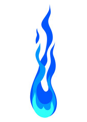 Illustration of stylized fire or flame. Burning blue magic fire or bonfire.