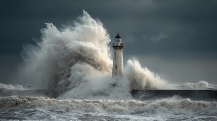 Stormy Sea with Lighthouse and Waves/嵐の海と灯台：波の衝突8