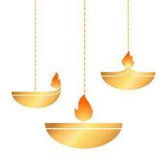 Diwali Diya Candles Hanging Vector Eps 10