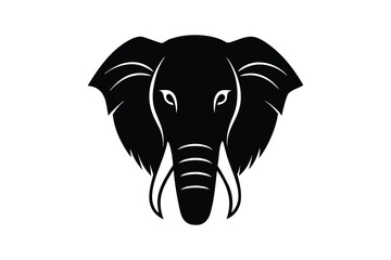 Elephant Head Silhouette Vector for Tribal Art, Logos, and Wildlife Design Use