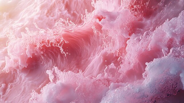 Aromatic rose water splash, an opulent fusion of color and gentle texture