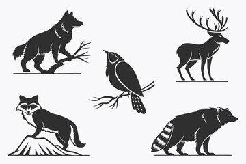 black silhouettes of animals
