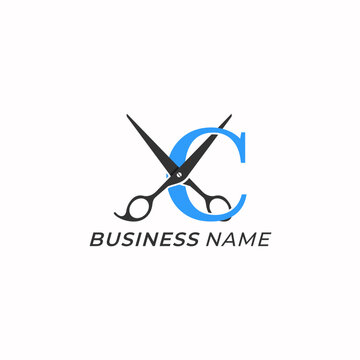 design logo combine letter C and scissors icon