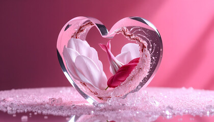 pink rose petals in a glass