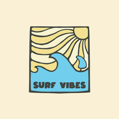 A whimsical Illustration of ocean waves and sunlight perfect for coastal themed design, calming grapich, tshirt design, stickers design or creative projects.