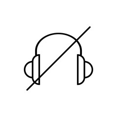 No Headphones Line Icon Isolated on White Background