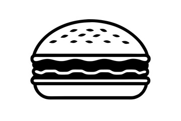Burger icon vector silhouette illustration isolated on white background