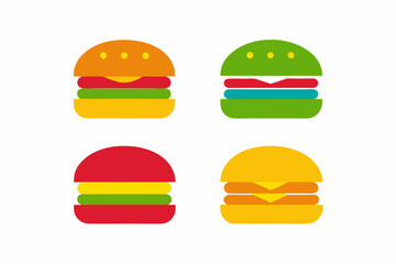 set of Burger icon vector silhouette illustration isolated on white background