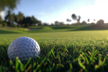 Obraz premium A golf ball lying in the grass.
