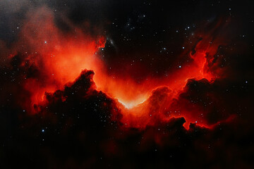 Obraz premium cosmic star nebula of ominous red color