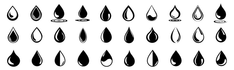 Water drop icon set,Liquid drop icons collection.Vector 