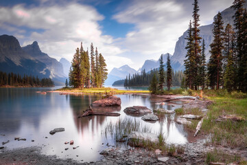spirit island, jasper national park, alberta, canada