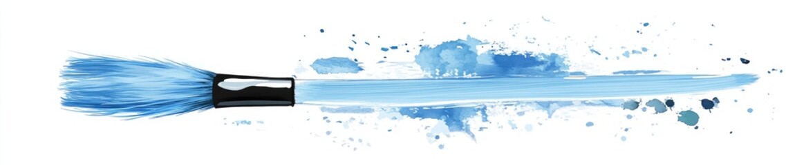 Light blue paint brush stroke with splatter