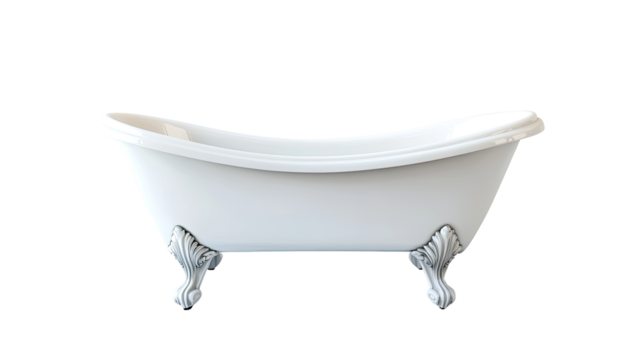 Elegant, freestanding bathtub with claw feet