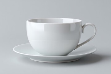 A delicate French-style white porcelain coffee cup sits elegantly on a matching saucer, highlighting its fine craftsmanship and simplicity