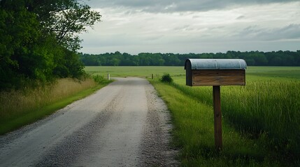 A mailbox on an empty rural road