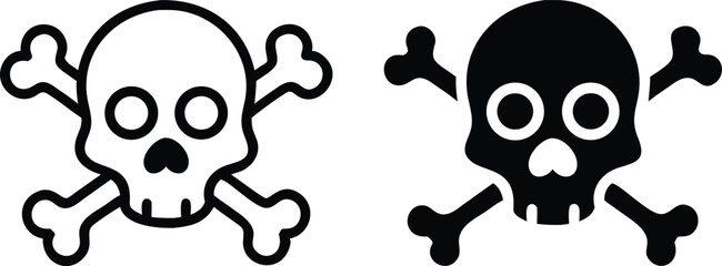 Minimalist Black Skull and Crossbones Vector Icon