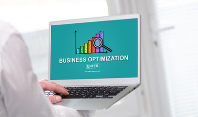 Business optimization concept on a laptop screen
