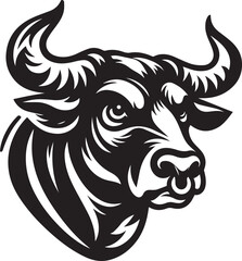 Minimalist Black and White Bull Vector Illustration