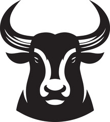 Minimalist Black and White Bull Vector Illustration