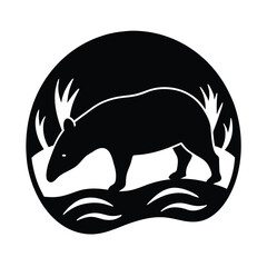Tapir River Vector Silhouette