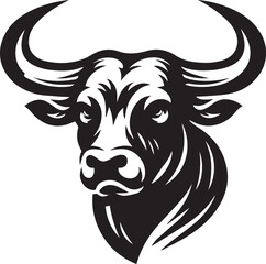 Obraz premium Minimalist Black and White Bull Vector Illustration