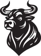 Minimalist Black and White Bull Vector Illustration