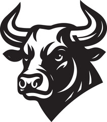 Minimalist Black and White Bull Vector Illustration