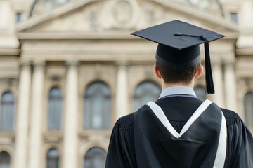 Graduation day. Graduate with Graduation cap in university