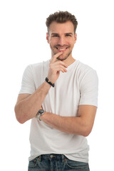 Portrait of young man on white background