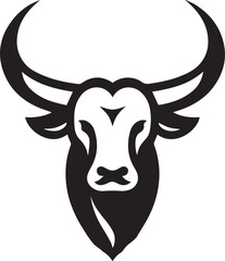 Minimalist Black and White Bull Vector Illustration