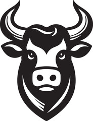 Minimalist Black and White Bull Vector Illustration